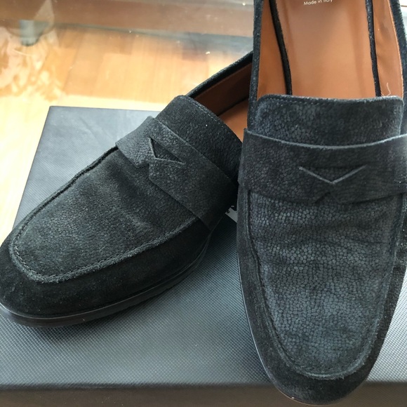 Aquatalia Black Pebbled Suede Loafers - Picture 6 of 10